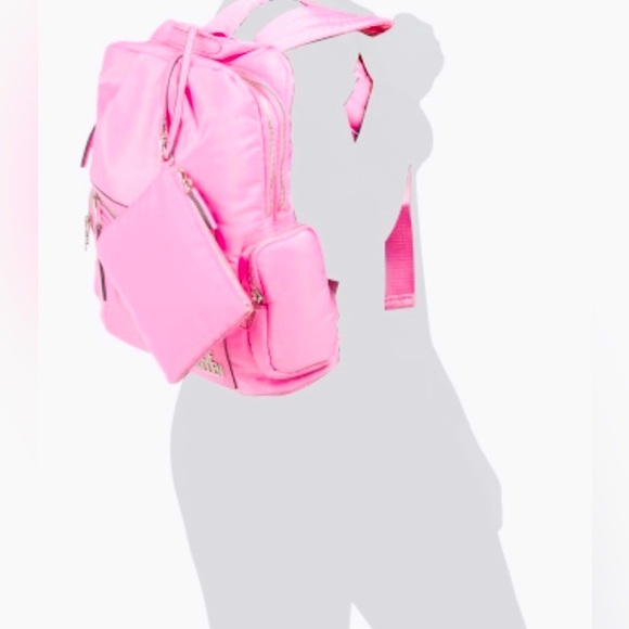 NEW Steve Madden Large Backpack Fondant Pink with Detachable Pouch Wristlet - Picture 2 of 11